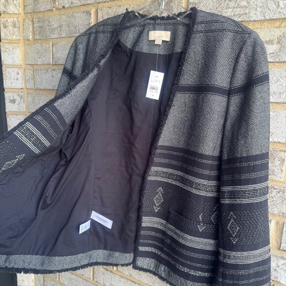 Loft Long Sleeve Striped / Aztec Print Open Front Jacket Blazer Women's Size M - Picture 8 of 10